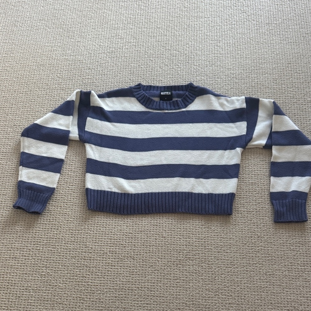 Katie J NYC Blue and White Striped Sweater